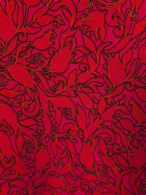 NWOT LuLaRoe Red, Orange, and Black Patterned A-Line Skirt  L